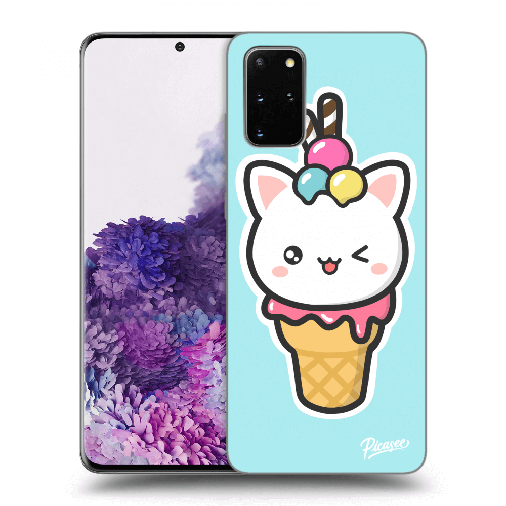 Picasee silikonový průhledný obal pro Samsung Galaxy S20+ G985F - Ice Cream Cat