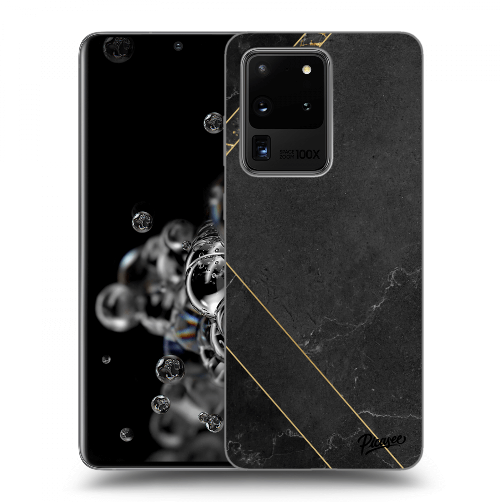 Picasee silikonový průhledný obal pro Samsung Galaxy S20 Ultra 5G G988F - Black tile