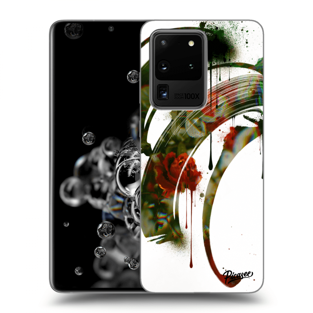 Picasee silikonový černý obal pro Samsung Galaxy S20 Ultra 5G G988F - Roses white