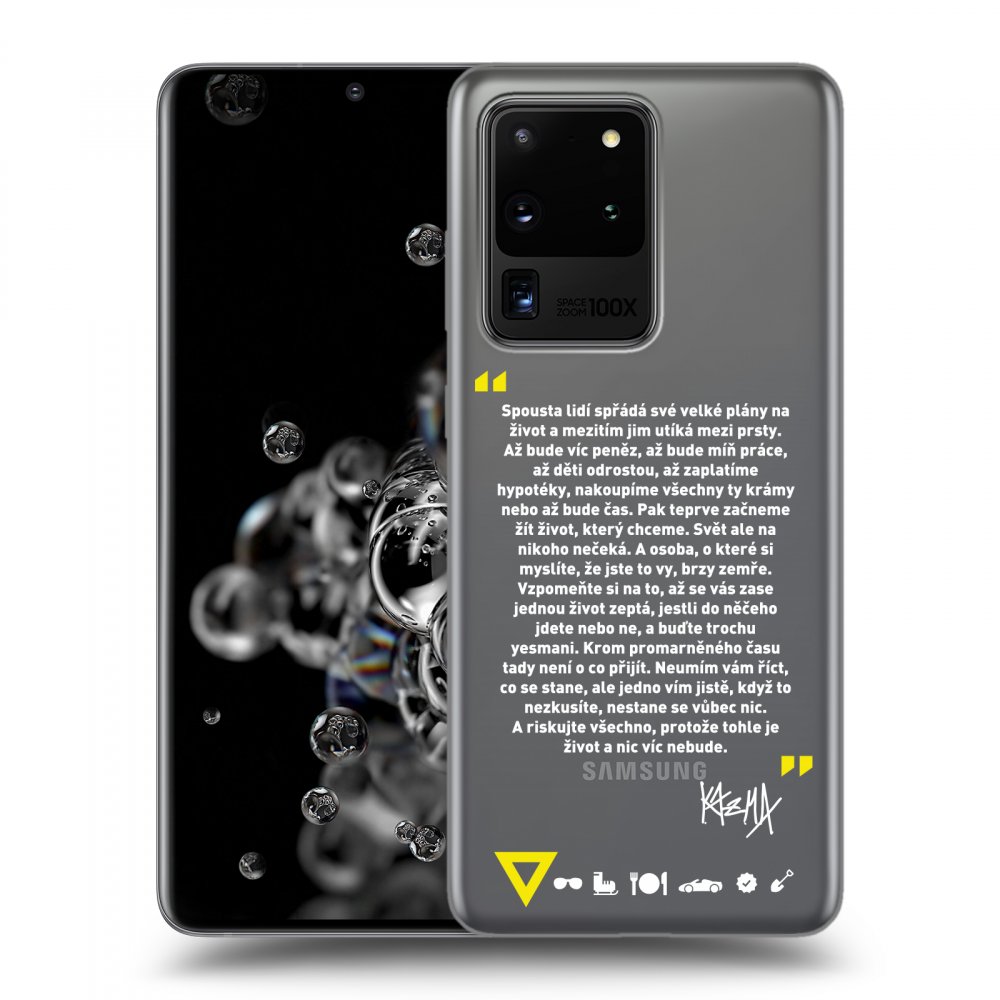 Picasee silikonový průhledný obal pro Samsung Galaxy S20 Ultra 5G G988F - Kazma - BUĎTE TROCHU YESMANI