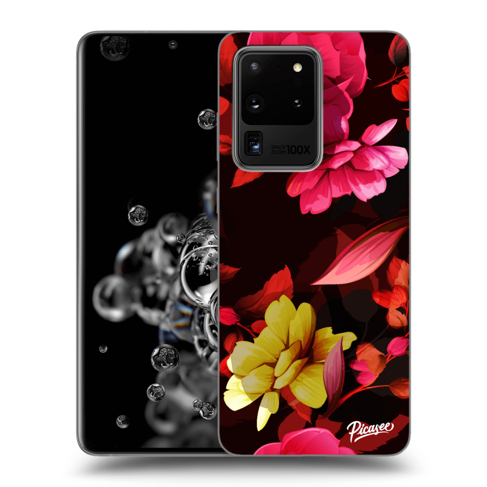 Picasee silikonový černý obal pro Samsung Galaxy S20 Ultra 5G G988F - Dark Peonny
