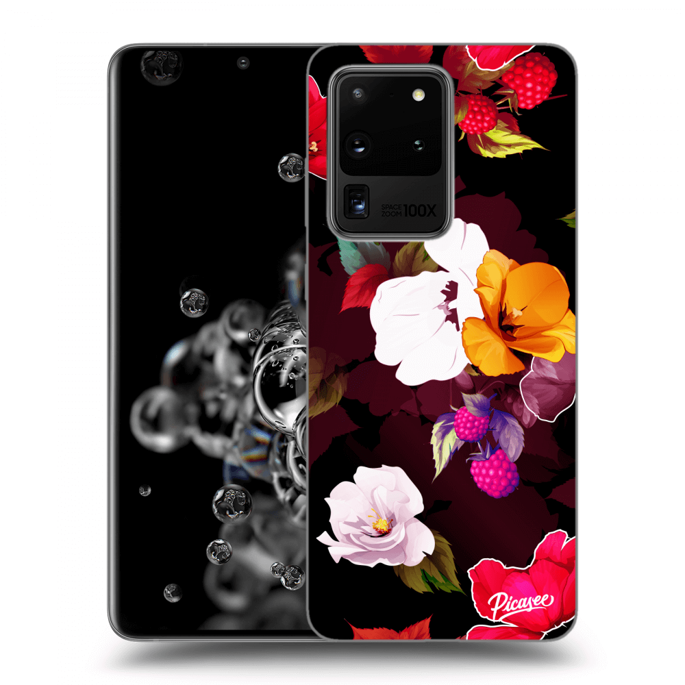 Picasee silikonový černý obal pro Samsung Galaxy S20 Ultra 5G G988F - Flowers and Berries