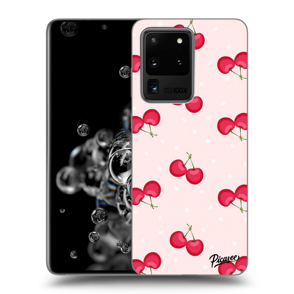 Picasee silikonový průhledný obal pro Samsung Galaxy S20 Ultra 5G G988F - Cherries