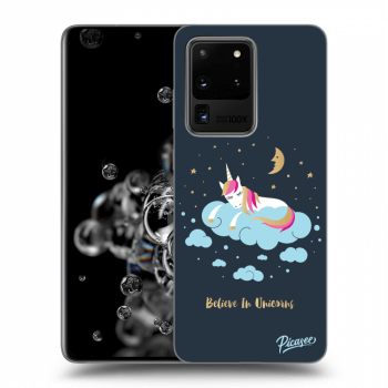 Picasee silikonový černý obal pro Samsung Galaxy S20 Ultra 5G G988F - Believe In Unicorns