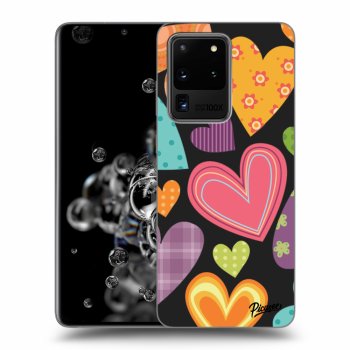 Picasee silikonový černý obal pro Samsung Galaxy S20 Ultra 5G G988F - Colored heart