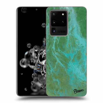Picasee silikonový průhledný obal pro Samsung Galaxy S20 Ultra 5G G988F - Green marble