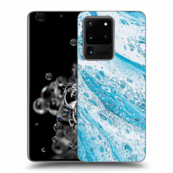 Picasee silikonový černý obal pro Samsung Galaxy S20 Ultra 5G G988F - Blue liquid