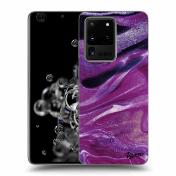 Picasee silikonový průhledný obal pro Samsung Galaxy S20 Ultra 5G G988F - Purple glitter