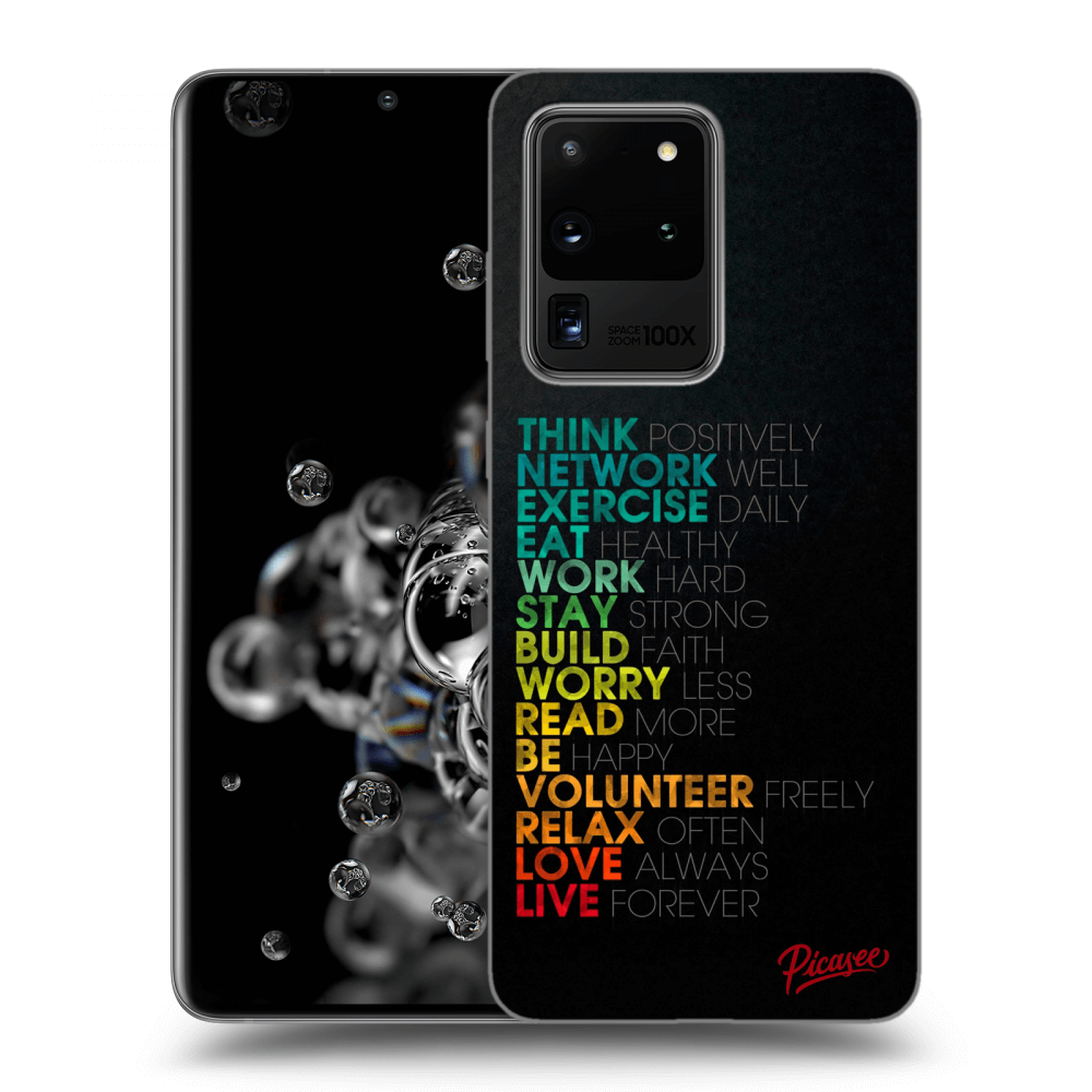 Picasee silikonový černý obal pro Samsung Galaxy S20 Ultra 5G G988F - Motto life