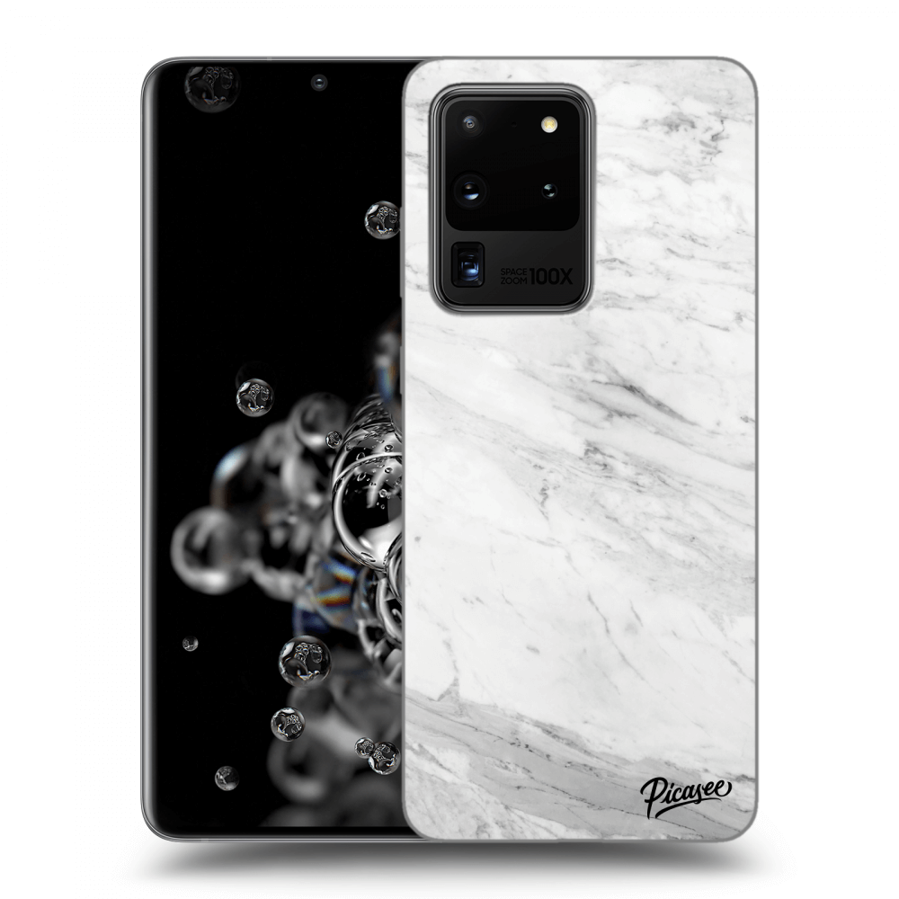 Picasee silikonový černý obal pro Samsung Galaxy S20 Ultra 5G G988F - White marble