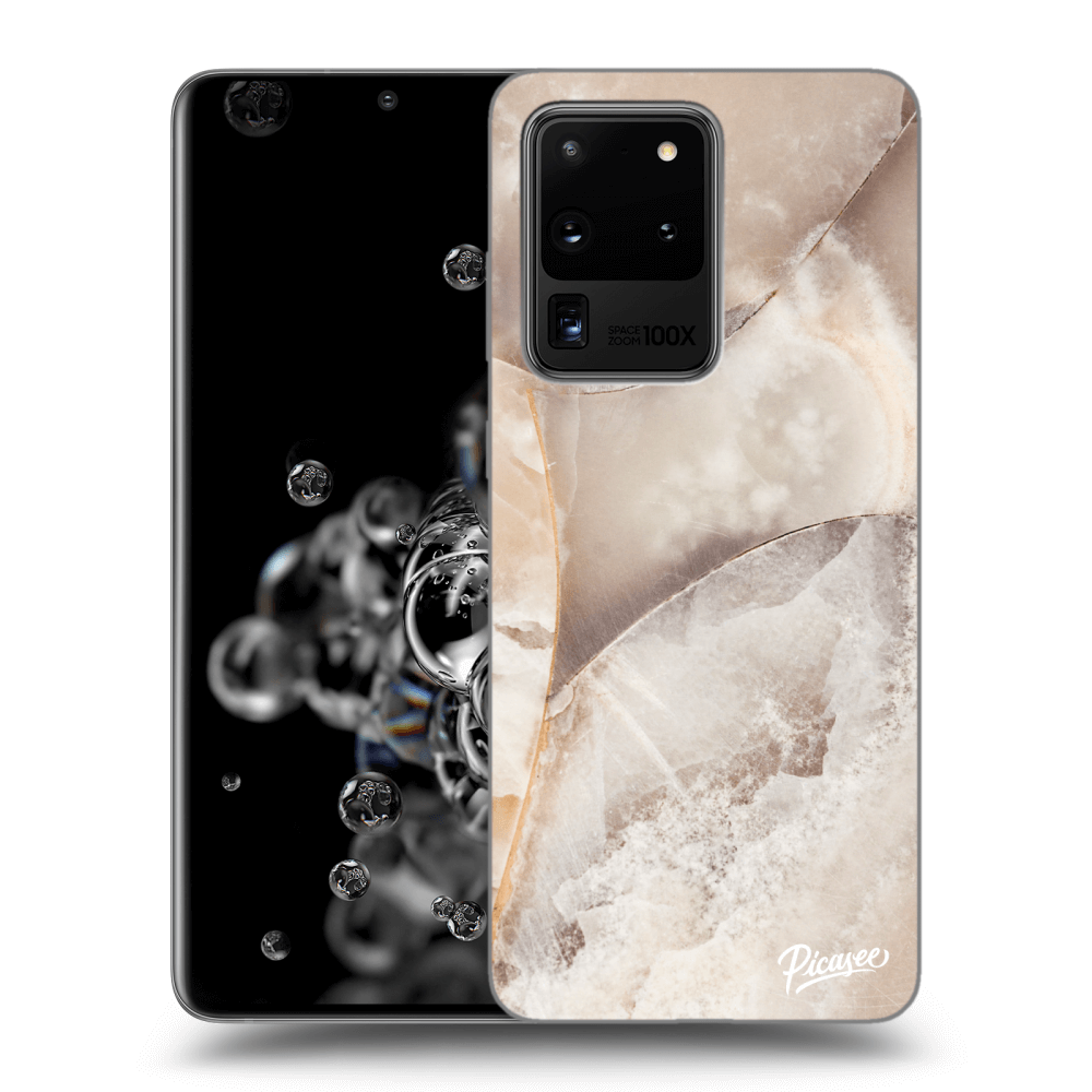 Picasee silikonový černý obal pro Samsung Galaxy S20 Ultra 5G G988F - Cream marble