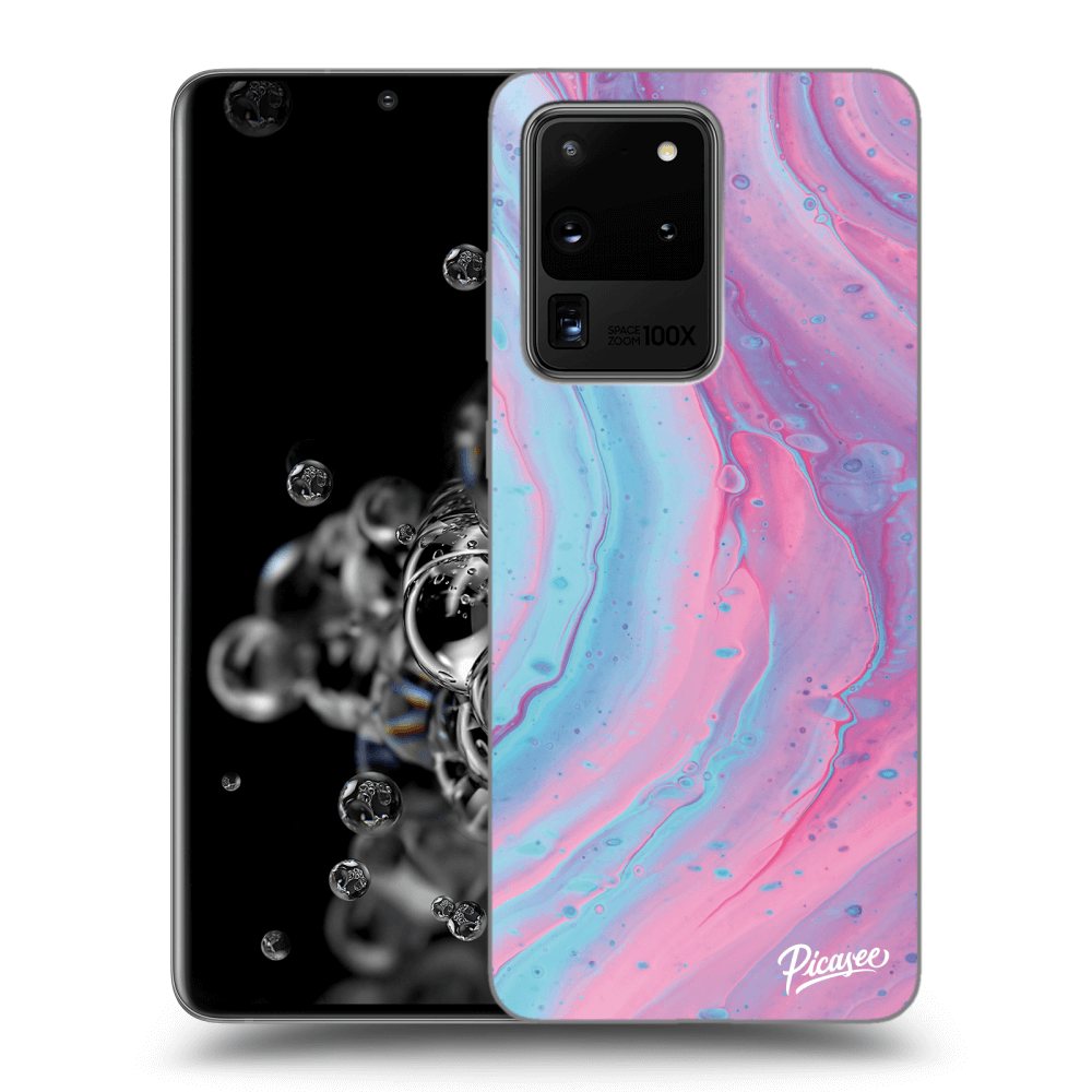 Picasee silikonový průhledný obal pro Samsung Galaxy S20 Ultra 5G G988F - Pink liquid