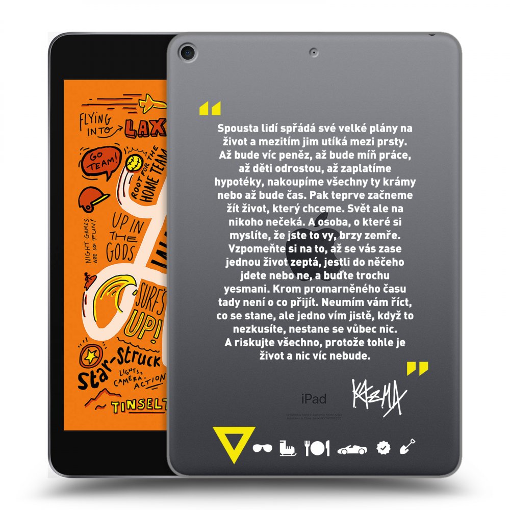 Picasee silikonový průhledný obal pro Apple iPad mini 2019 (5. gen) - Kazma - BUĎTE TROCHU YESMANI