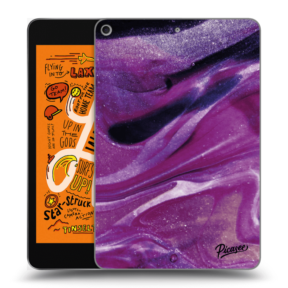Picasee silikonový průhledný obal pro Apple iPad mini 2019 (5. gen) - Purple glitter