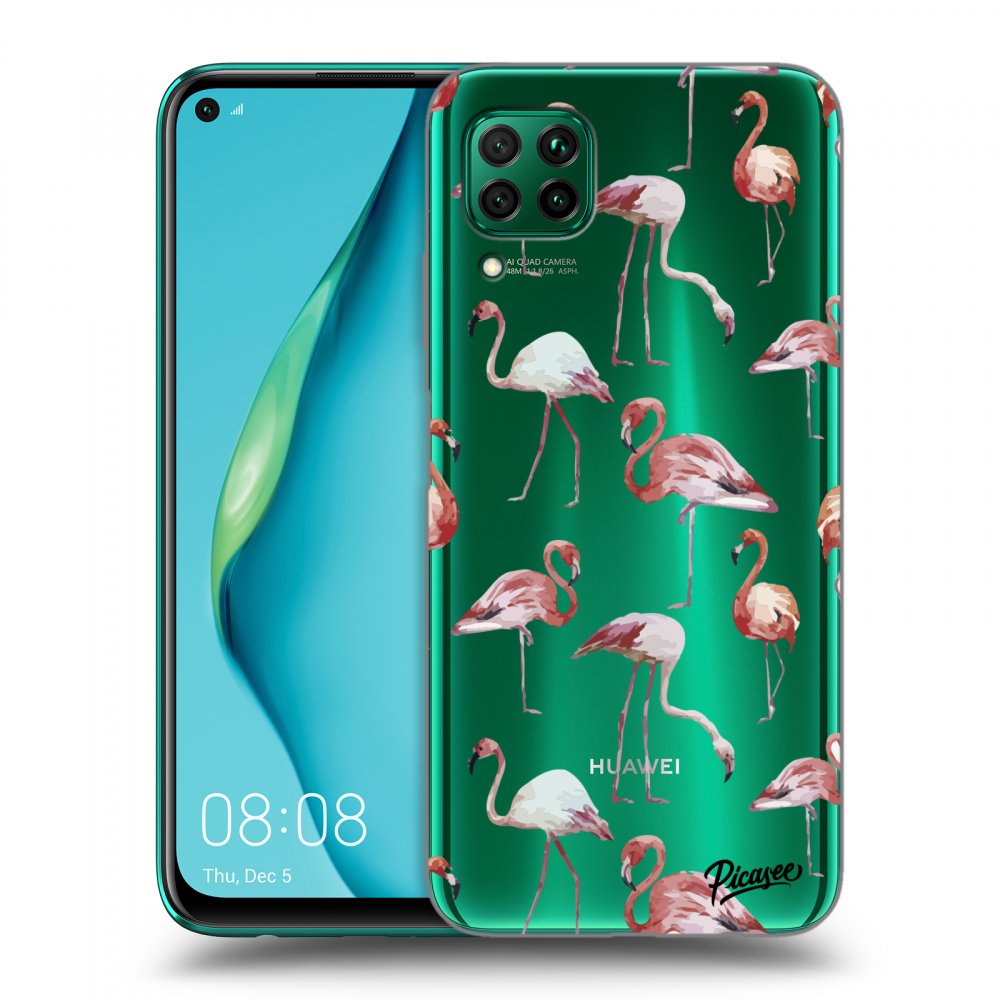 Picasee silikonový průhledný obal pro Huawei P40 Lite - Flamingos
