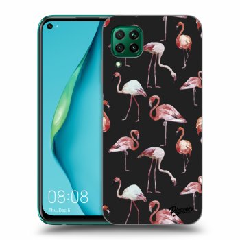 Picasee silikonový černý obal pro Huawei P40 Lite - Flamingos