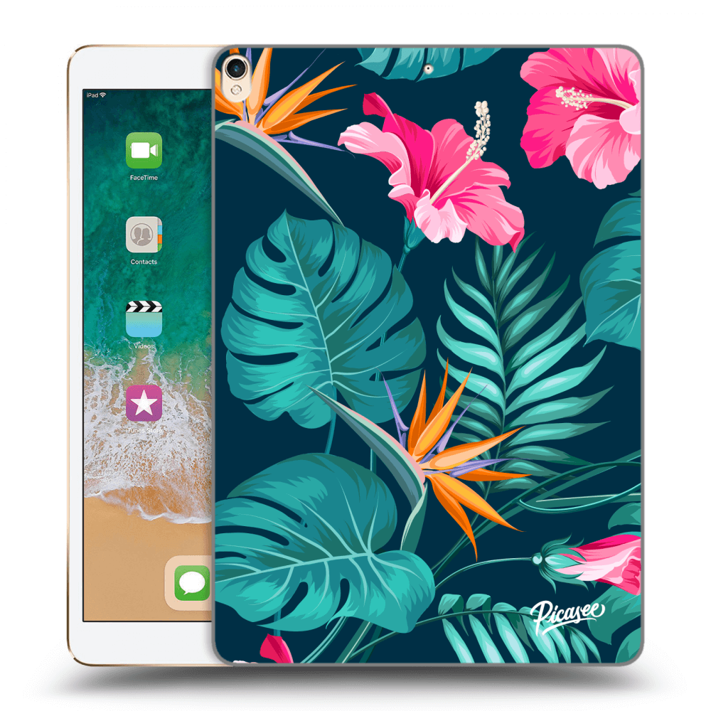 Picasee silikonový průhledný obal pro Apple iPad Pro 10.5" 2017 (2. gen) - Pink Monstera