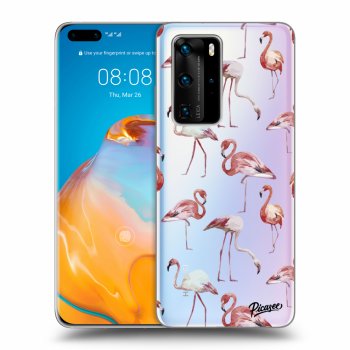 Picasee silikonový průhledný obal pro Huawei P40 Pro - Flamingos