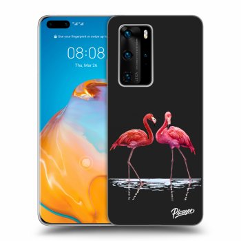 Picasee silikonový černý obal pro Huawei P40 Pro - Flamingos couple