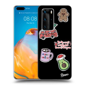 Picasee silikonový černý obal pro Huawei P40 Pro - Christmas Stickers