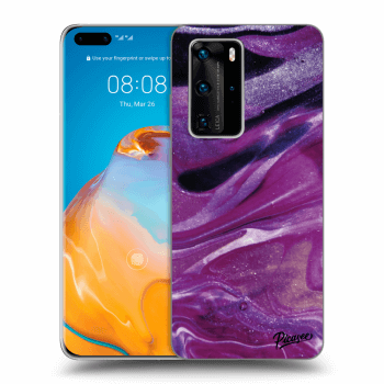 Picasee silikonový průhledný obal pro Huawei P40 Pro - Purple glitter