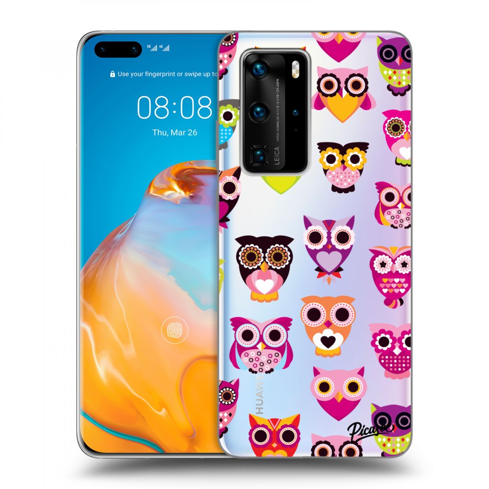 Picasee silikonový průhledný obal pro Huawei P40 Pro - Owls