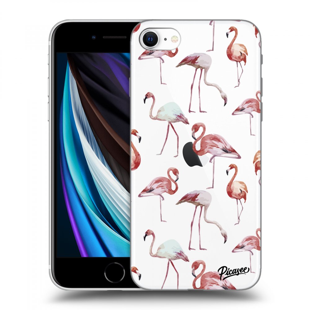Picasee silikonový průhledný obal pro Apple iPhone SE 2020 - Flamingos
