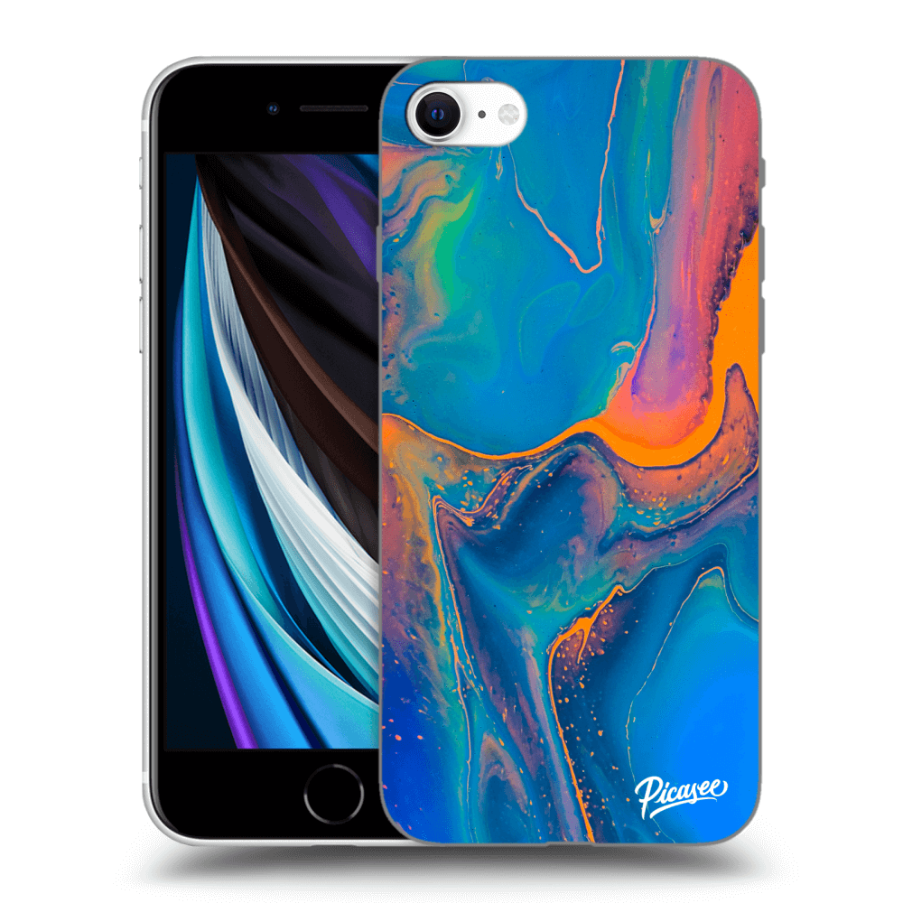 Picasee silikonový černý obal pro Apple iPhone SE 2020 - Rainbow