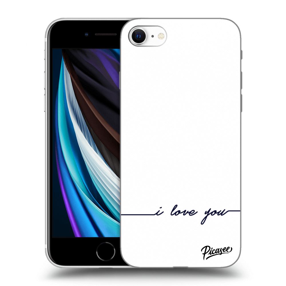 Picasee silikonový průhledný obal pro Apple iPhone SE 2020 - I love you