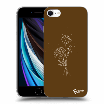 Picasee silikonový průhledný obal pro Apple iPhone SE 2020 - Brown flowers