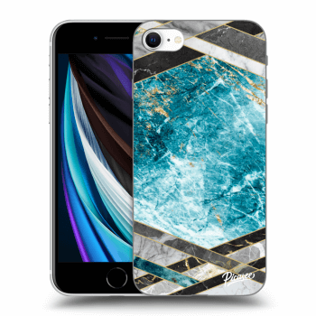 Picasee silikonový průhledný obal pro Apple iPhone SE 2020 - Blue geometry