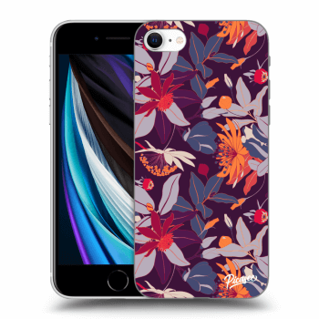 Picasee silikonový černý obal pro Apple iPhone SE 2020 - Purple Leaf