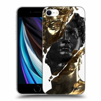 Picasee silikonový průhledný obal pro Apple iPhone SE 2020 - Gold - Black