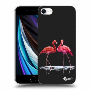 Picasee silikonový černý obal pro Apple iPhone SE 2020 - Flamingos couple