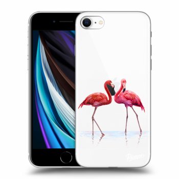 Picasee silikonový průhledný obal pro Apple iPhone SE 2020 - Flamingos couple