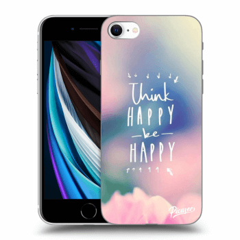 Picasee silikonový černý obal pro Apple iPhone SE 2020 - Think happy be happy