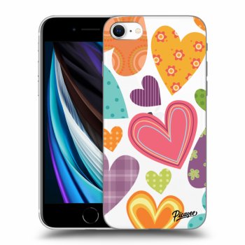 Picasee silikonový průhledný obal pro Apple iPhone SE 2020 - Colored heart