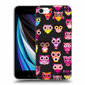 Picasee silikonový černý obal pro Apple iPhone SE 2020 - Owls