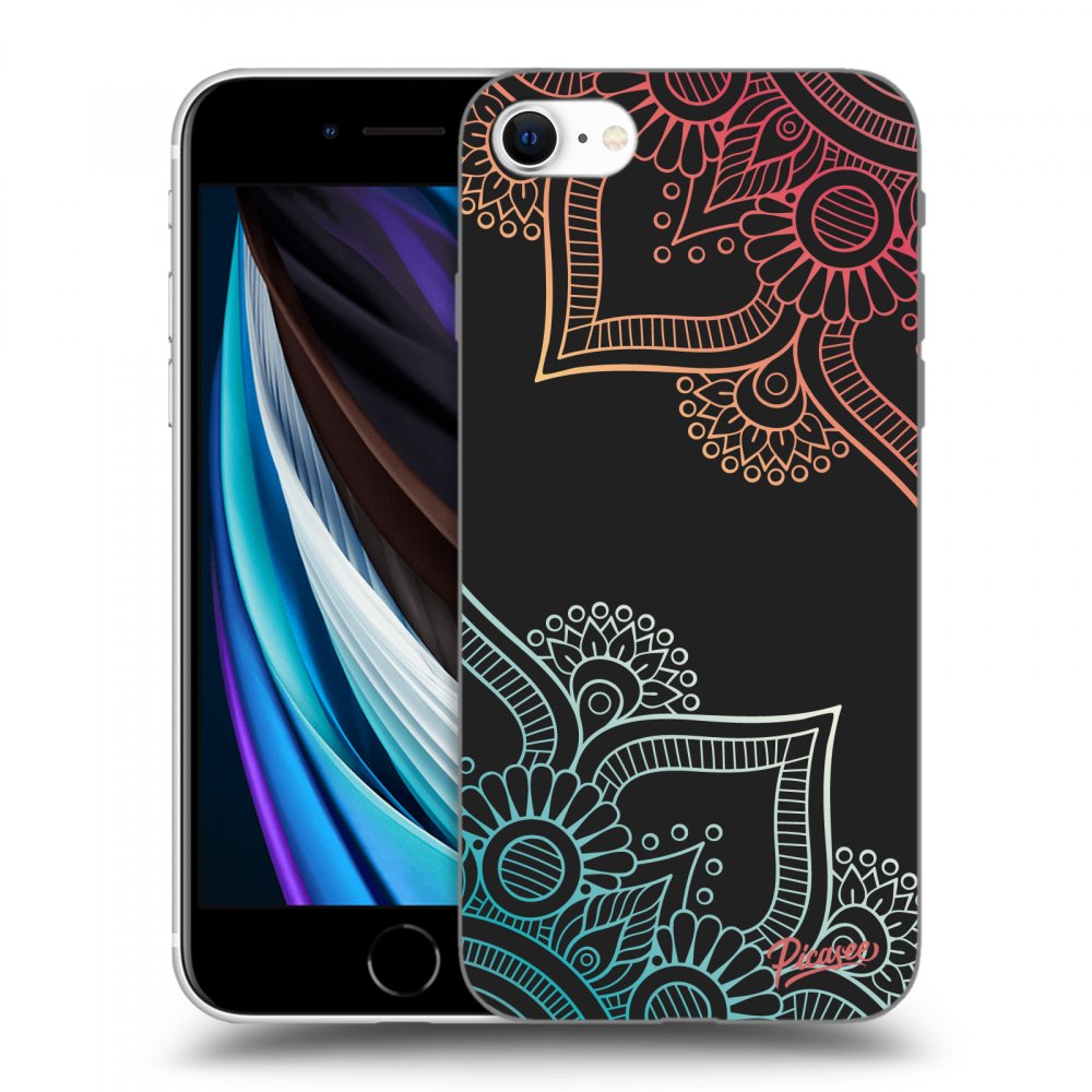 Picasee silikonový černý obal pro Apple iPhone SE 2020 - Flowers pattern