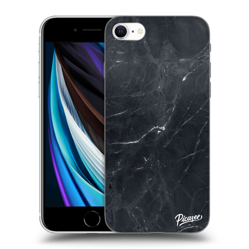 Picasee silikonový průhledný obal pro Apple iPhone SE 2020 - Black marble