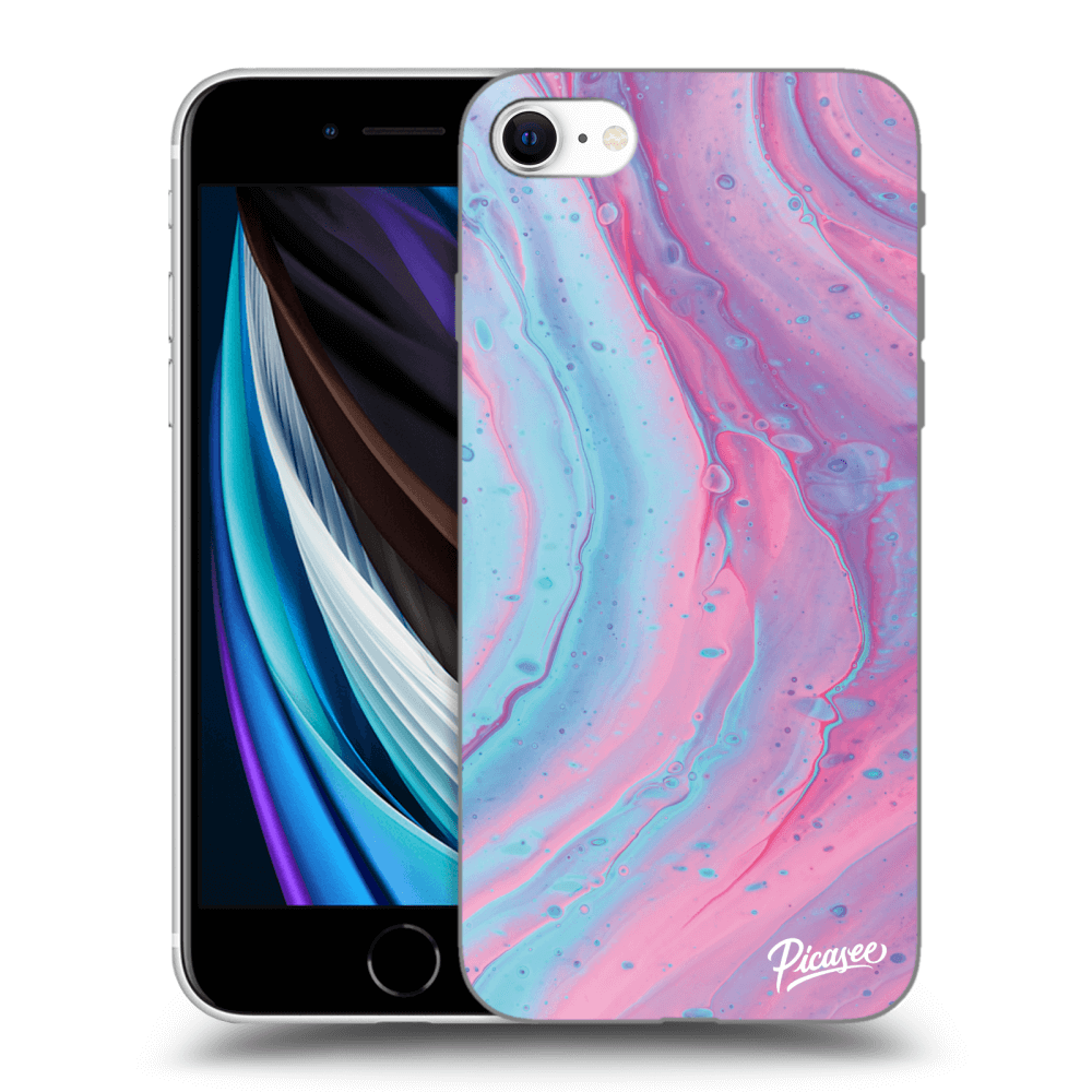 Picasee silikonový černý obal pro Apple iPhone SE 2020 - Pink liquid