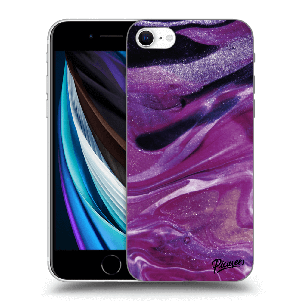 Picasee silikonový průhledný obal pro Apple iPhone SE 2020 - Purple glitter
