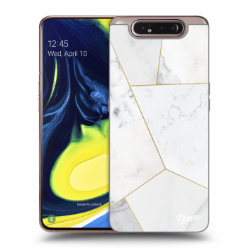 Picasee silikonový průhledný obal pro Samsung Galaxy A80 A805F - White tile