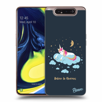 Picasee silikonový průhledný obal pro Samsung Galaxy A80 A805F - Believe In Unicorns