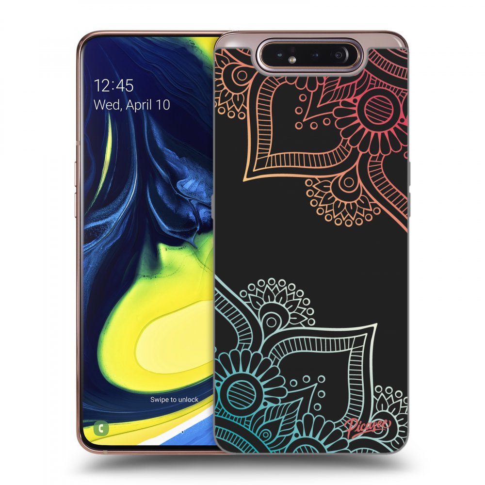 Picasee silikonový černý obal pro Samsung Galaxy A80 A805F - Flowers pattern