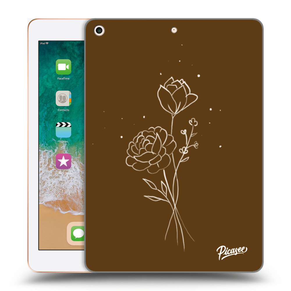 Picasee silikonový průhledný obal pro Apple iPad 9.7" 2018 (6. gen) - Brown flowers