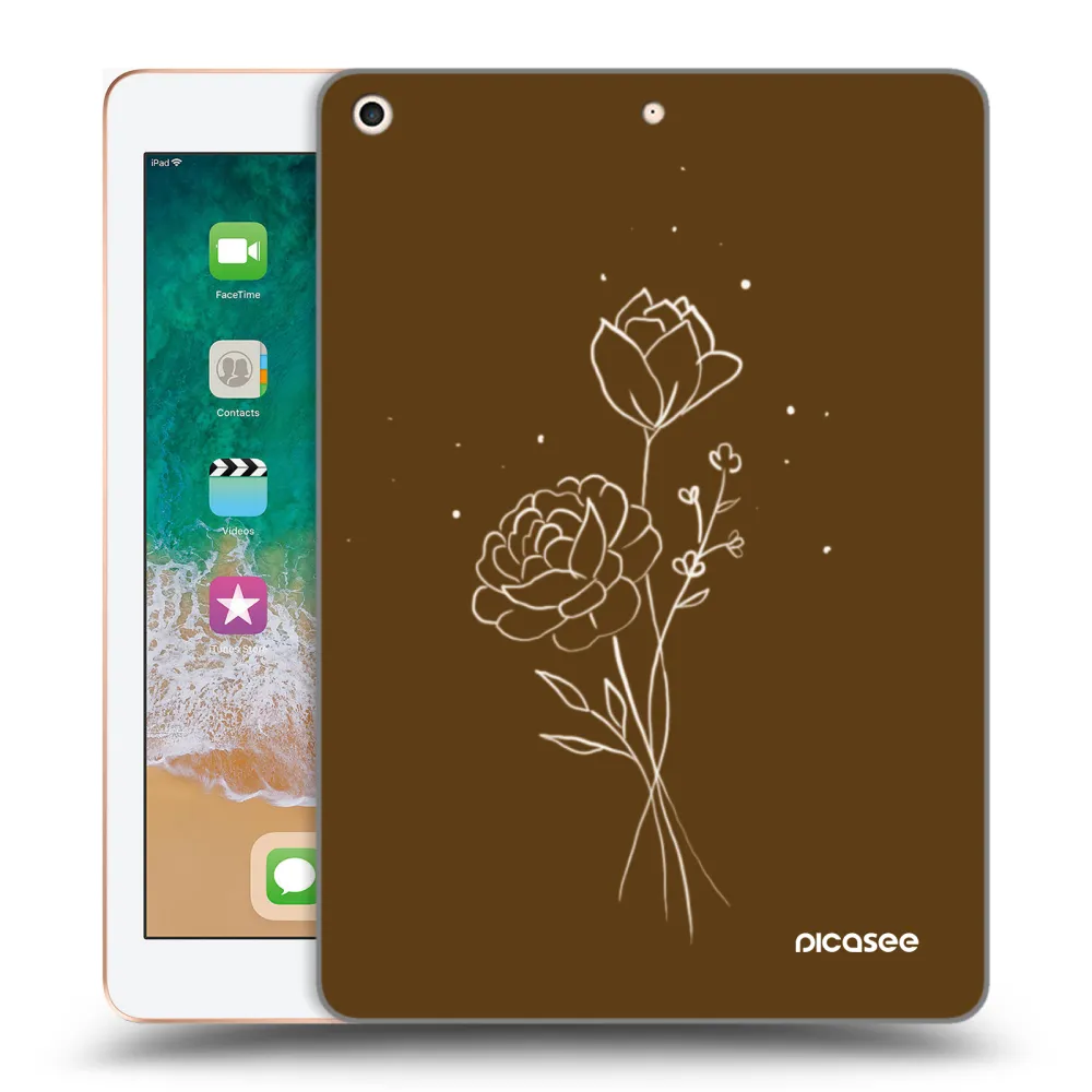 Picasee silikonový průhledný obal pro Apple iPad 9.7" 2018 (6. gen) - Brown flowers