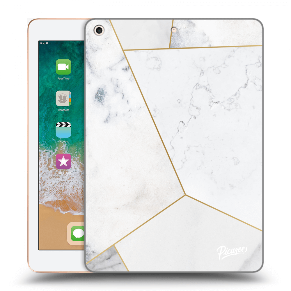 Picasee silikonový průhledný obal pro Apple iPad 9.7" 2018 (6. gen) - White tile