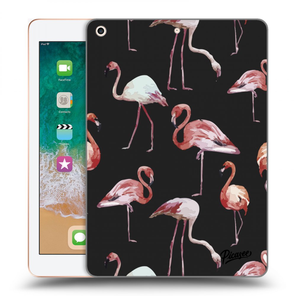 Picasee silikonový černý obal pro Apple iPad 9.7" 2018 (6. gen) - Flamingos