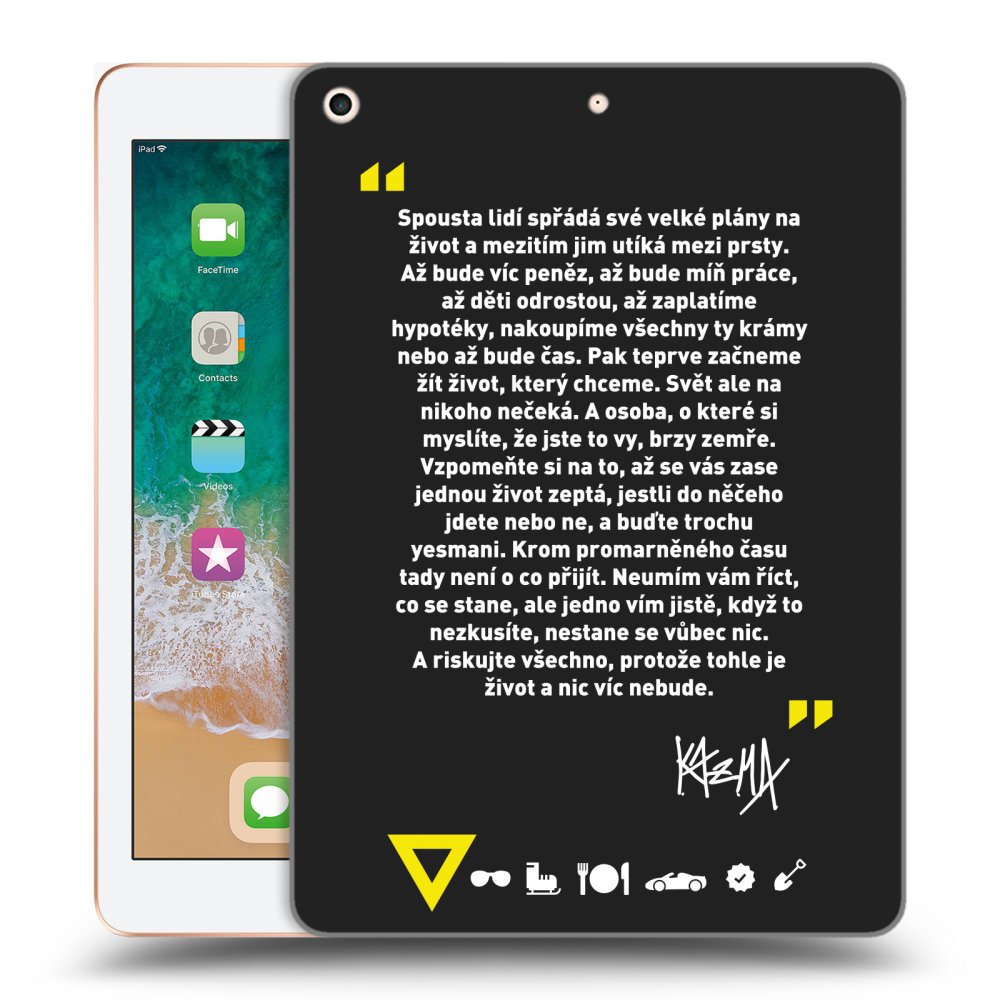 Picasee silikonový černý obal pro Apple iPad 9.7" 2018 (6. gen) - Kazma - BUĎTE TROCHU YESMANI